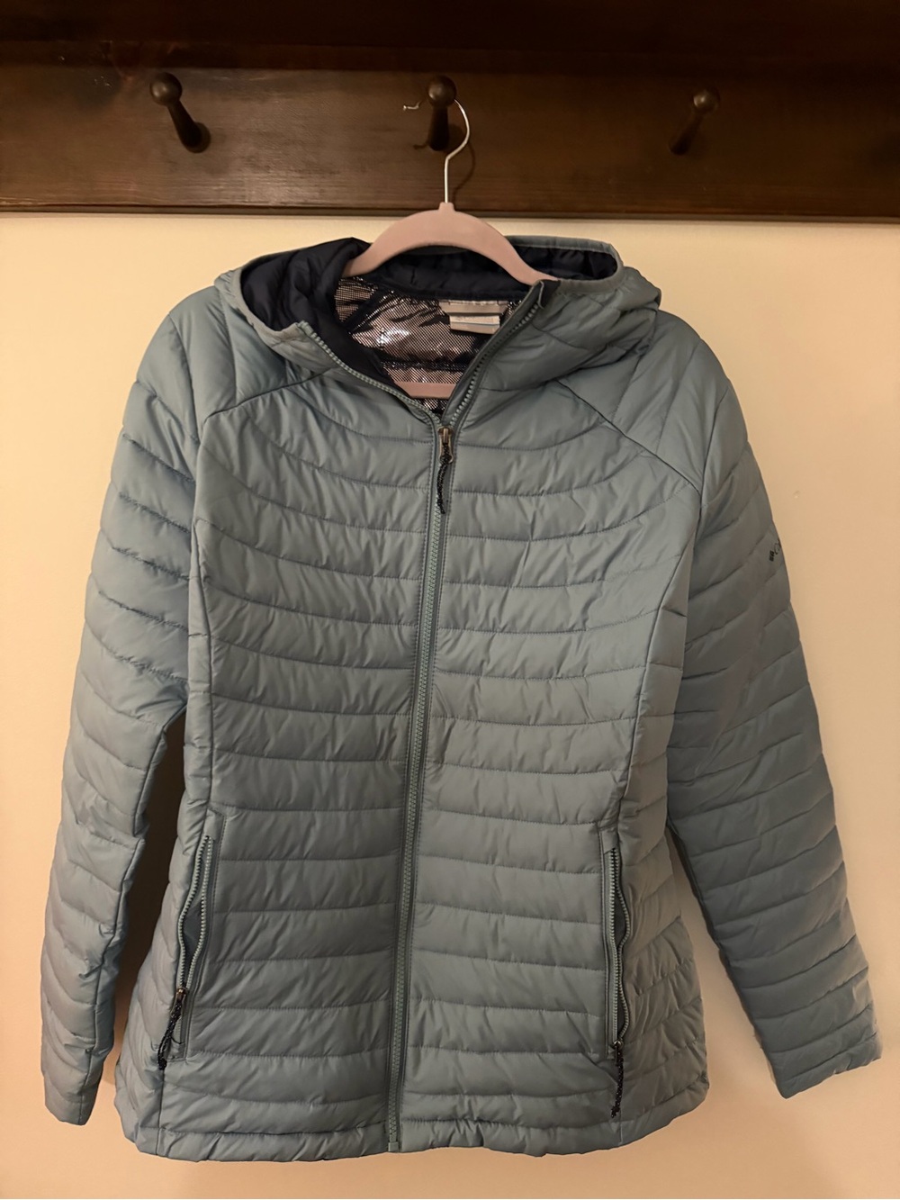 Columbia Light Blue Quilted Hooded Puffer Jacket